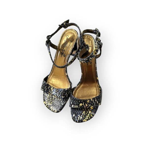 Lanvin Printed Snake Sandal,  Blue, white, yellow,  Size 39 EU, Mid‎ heel - Picture 2 of 16